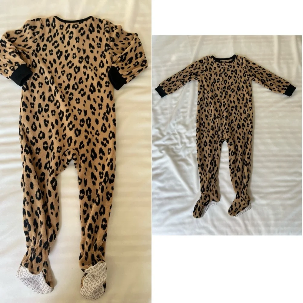 Baby Girls‎ One-Piece Leopard-Print Fleece Footed Pajamas 2T